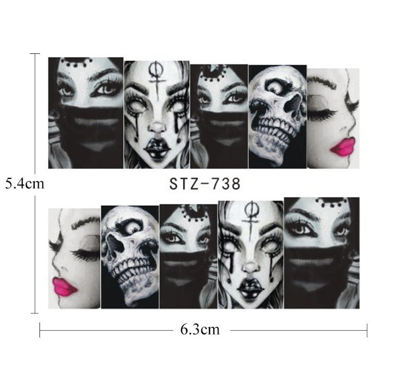 Halloween Day of the Dead Nail Art Stickers - 25 Sheets