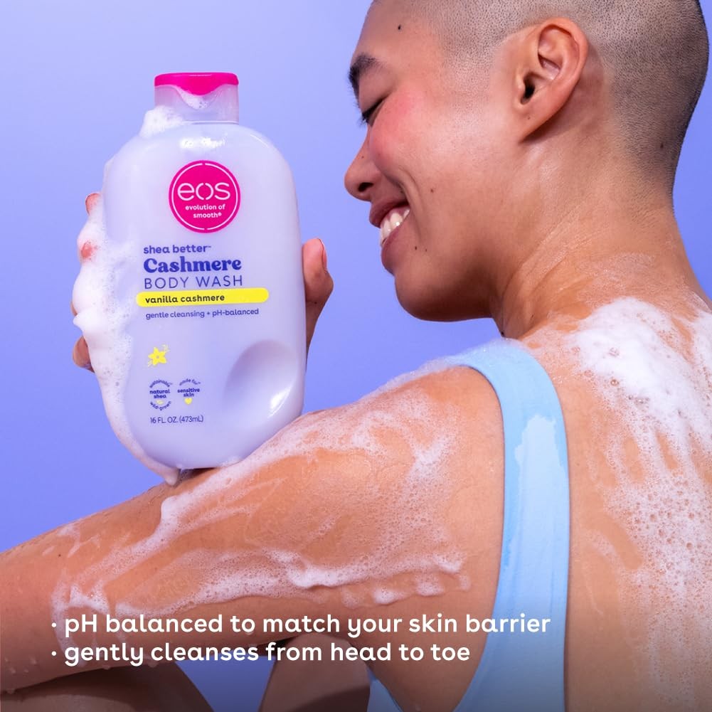Eos Shea Better Vanilla Cashmere Body Wash - Moisturizing pH Balanced Shower Gel