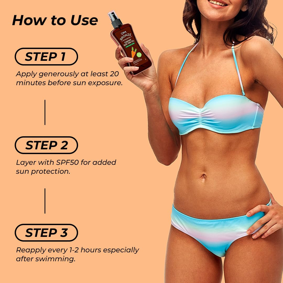 Carrot Sun Tanning Oil Spray for Outdoor Sun Tan Enhancement - Medium Deep