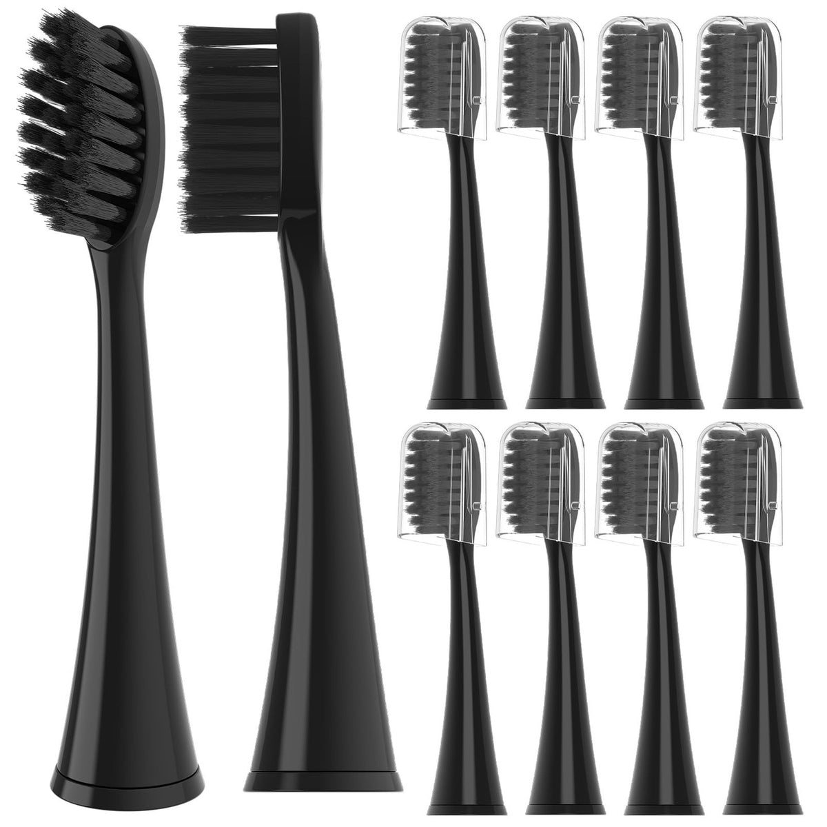 10 Pack Replacement Toothbrush Heads for Burst Electric Toothbrush - Black