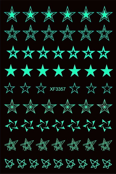 12 Sheets Star Nail Art Stickers Decals Self-Adhesive Glitter Design