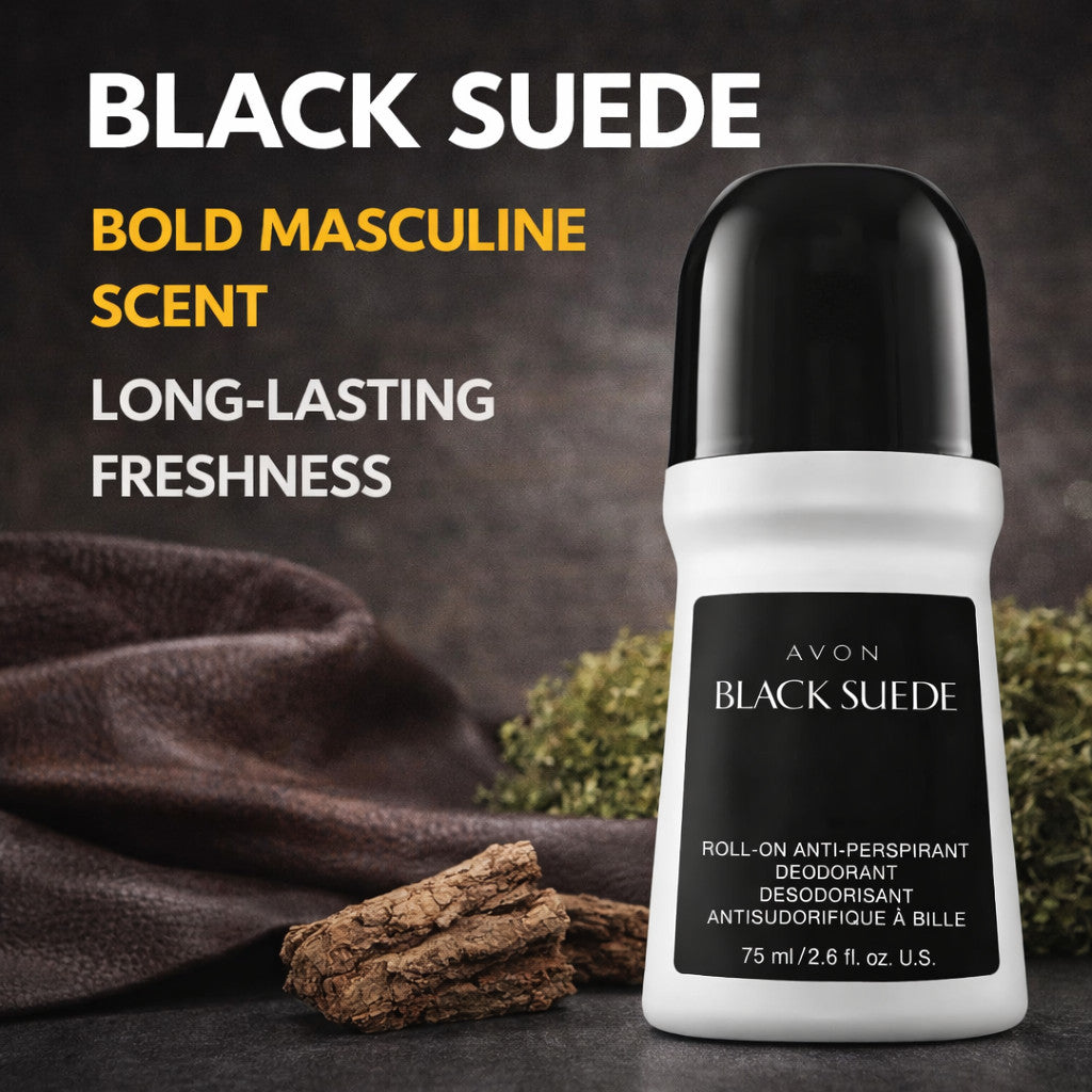 Avon Black Suede Roll-On Antiperspirant Deodorant 8 Pack - Long-Lasting Freshness