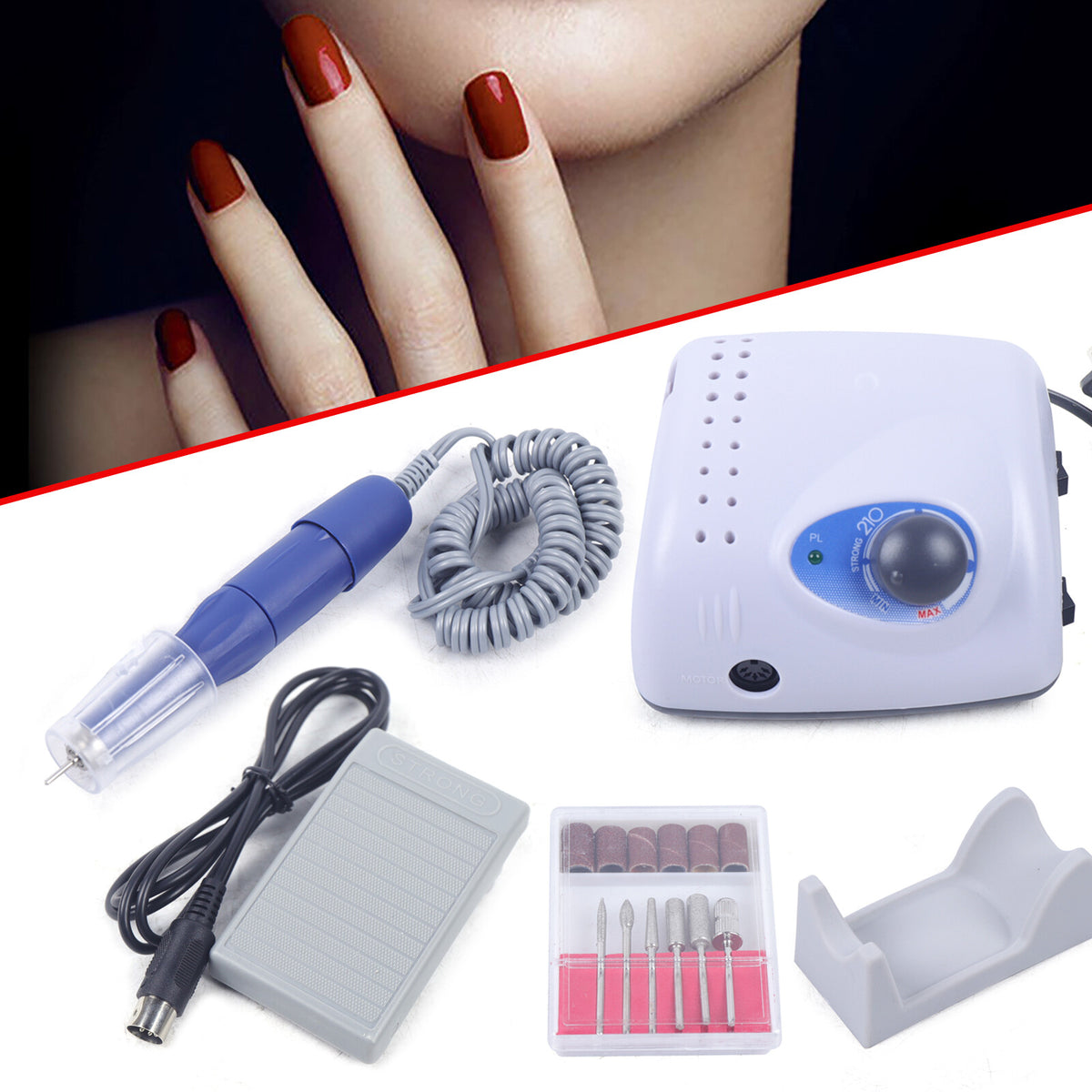 Electric Nail Drill Machine 65W 35000rpm Handpiece Kit for Nail Art & Grooming