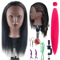 Practice Hair Mannequin Head for Braiding and Styling - Black Yaki Texture