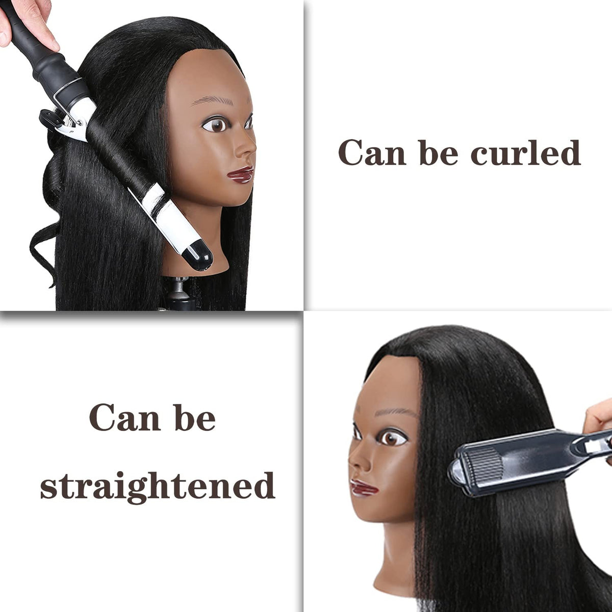 14-Inch Real Hair Mannequin Head for Cosmetology Training & Hair Styling