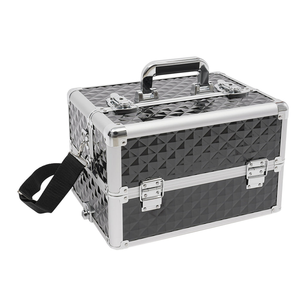 Rolling Makeup Case Travel Cosmetic Storage Trolley with Lock & Handle