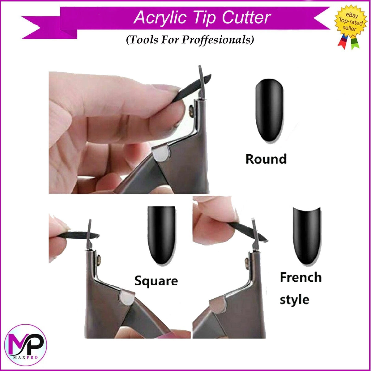 Acrylic & False Nail Tip Clipper Cutter - Professional Silver Stainless Steel Nail Trimmer