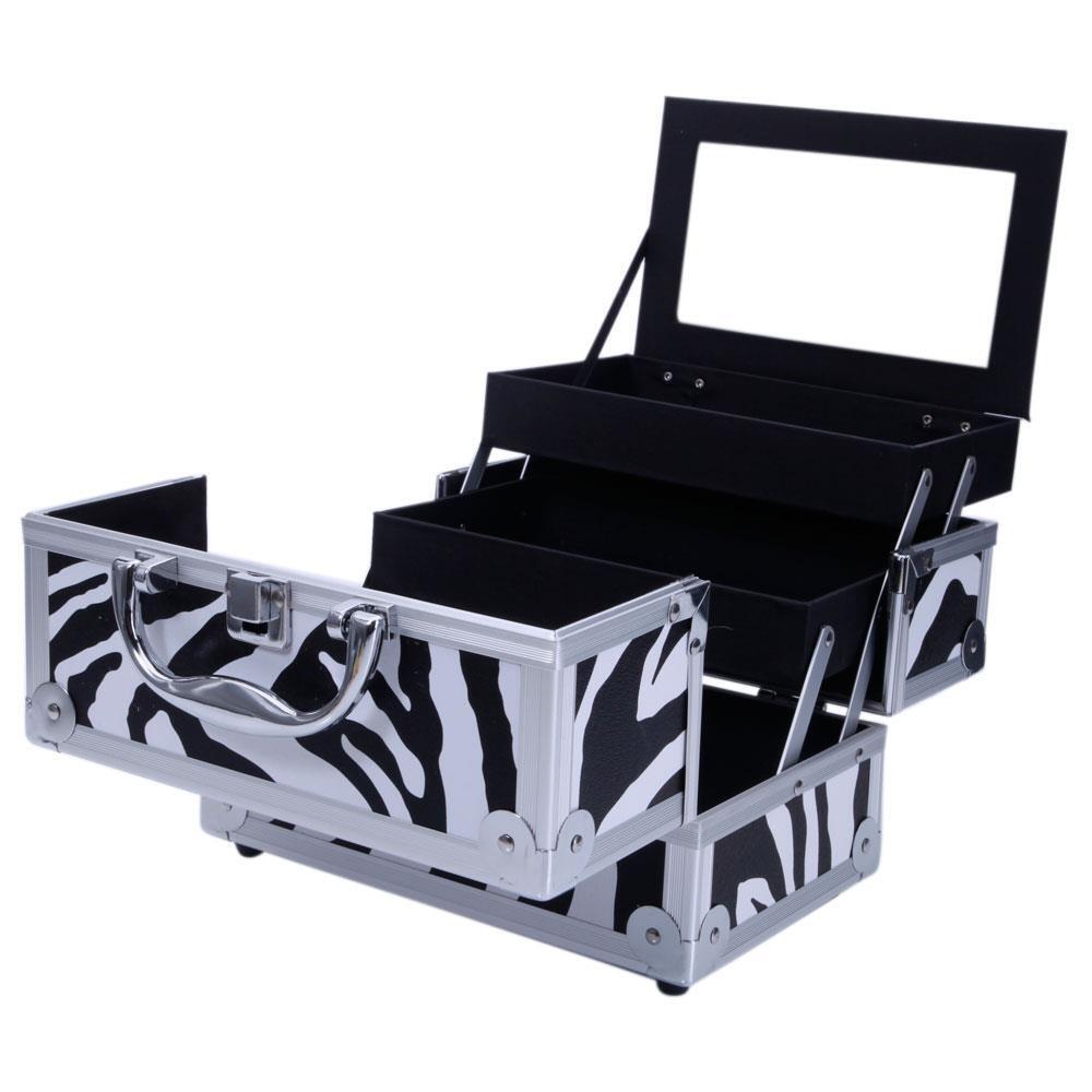 4 Wheels Makeup Case Organizer with Trolley, Storage Box & Carry Handle