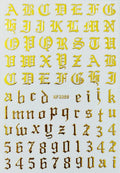 Latin Roman Letter Nail Stickers Decals for Nail Art, 95mm Sheet