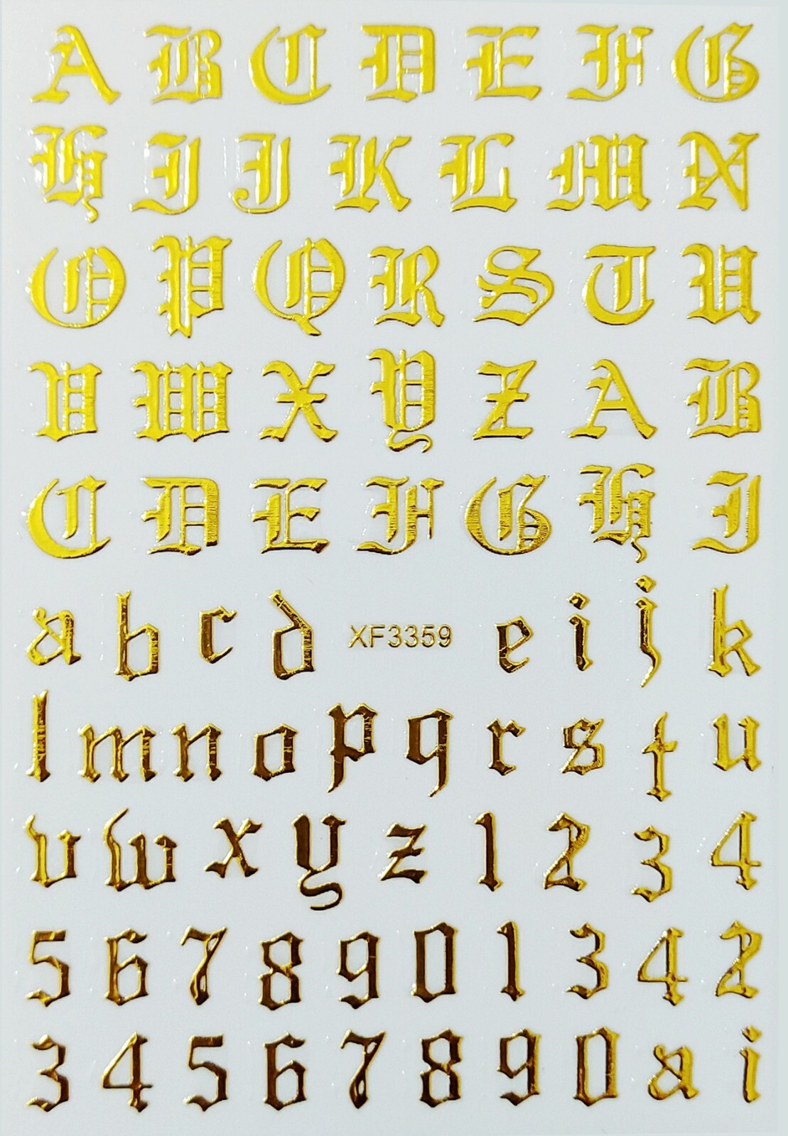 Latin Roman Letter Nail Stickers Decals for Nail Art, 95mm Sheet