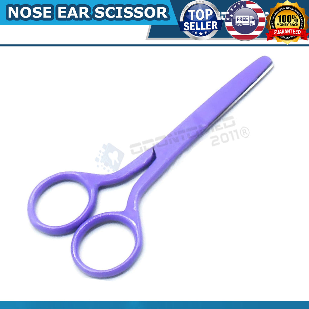 6 Pieces Facial Nose Ear Hair Remover Scissors with Safety Tips - Purple