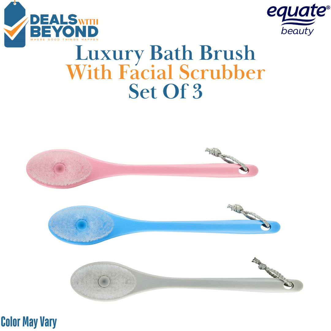 Luxury Bath Brush Set with Long Handle and Silky Bristles – 3 Pack