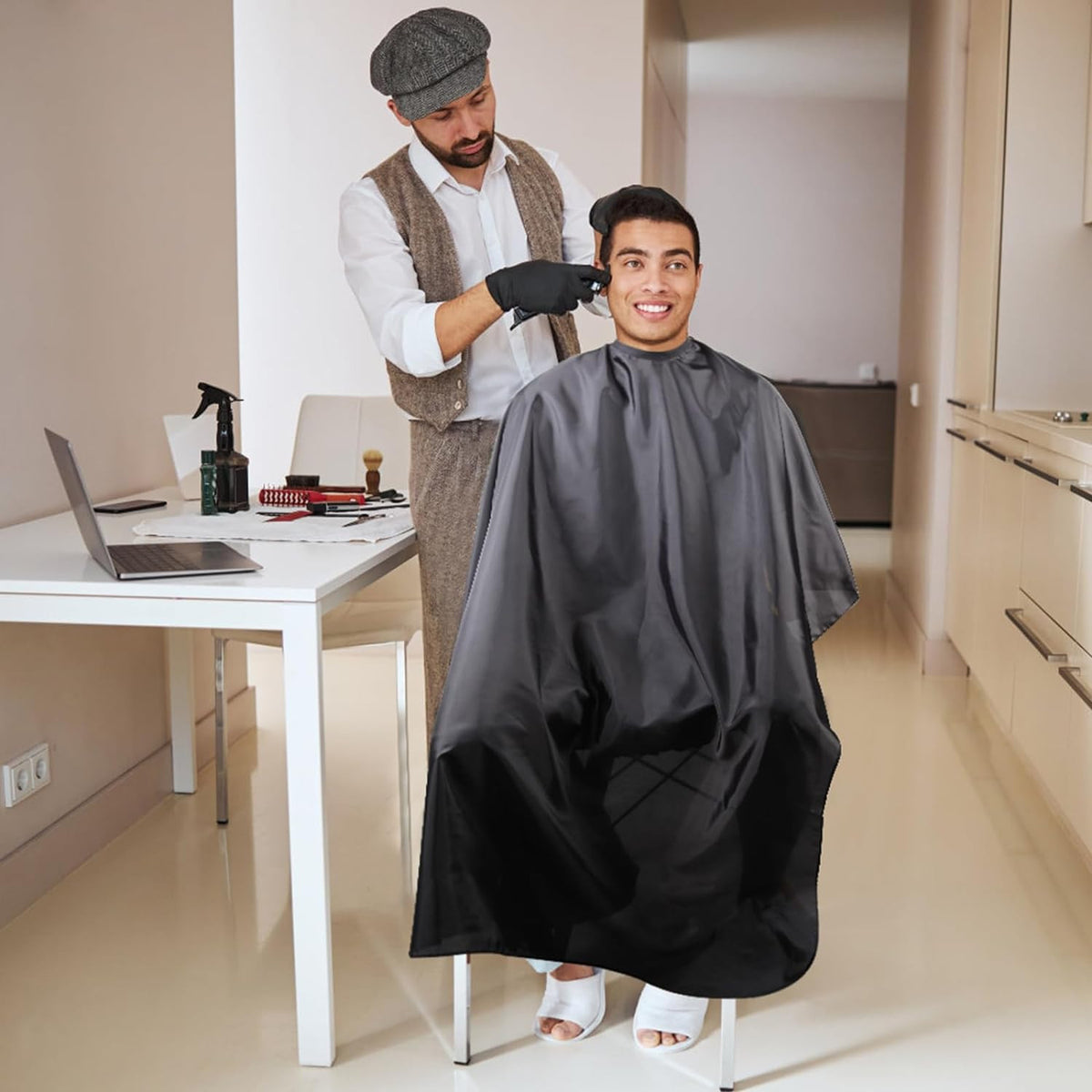 Waterproof Hair Cutting Cape Salon Barbershop Hairdressing Cape Black