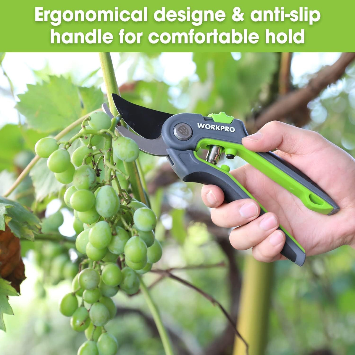 8-Inch Garden Pruning Shears with SK5 Steel Blades & Ergonomic Handles