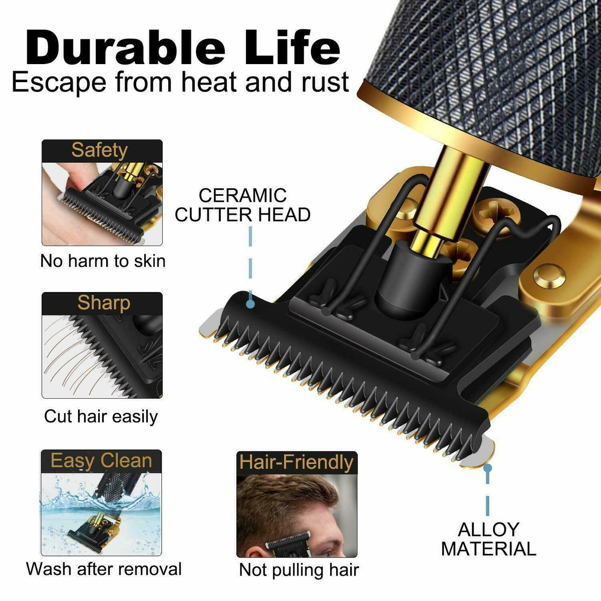 Cordless Hair Clipper Trimmer for Men & Kids - Rechargeable, Close Cut, Waterproof
