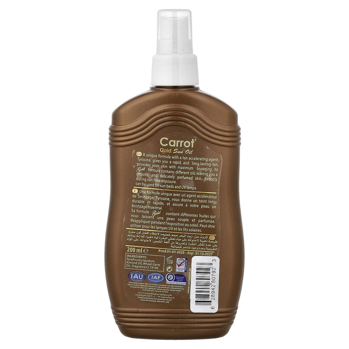 Sun Tanning Oil with Gold Oils & SPF - 200ml