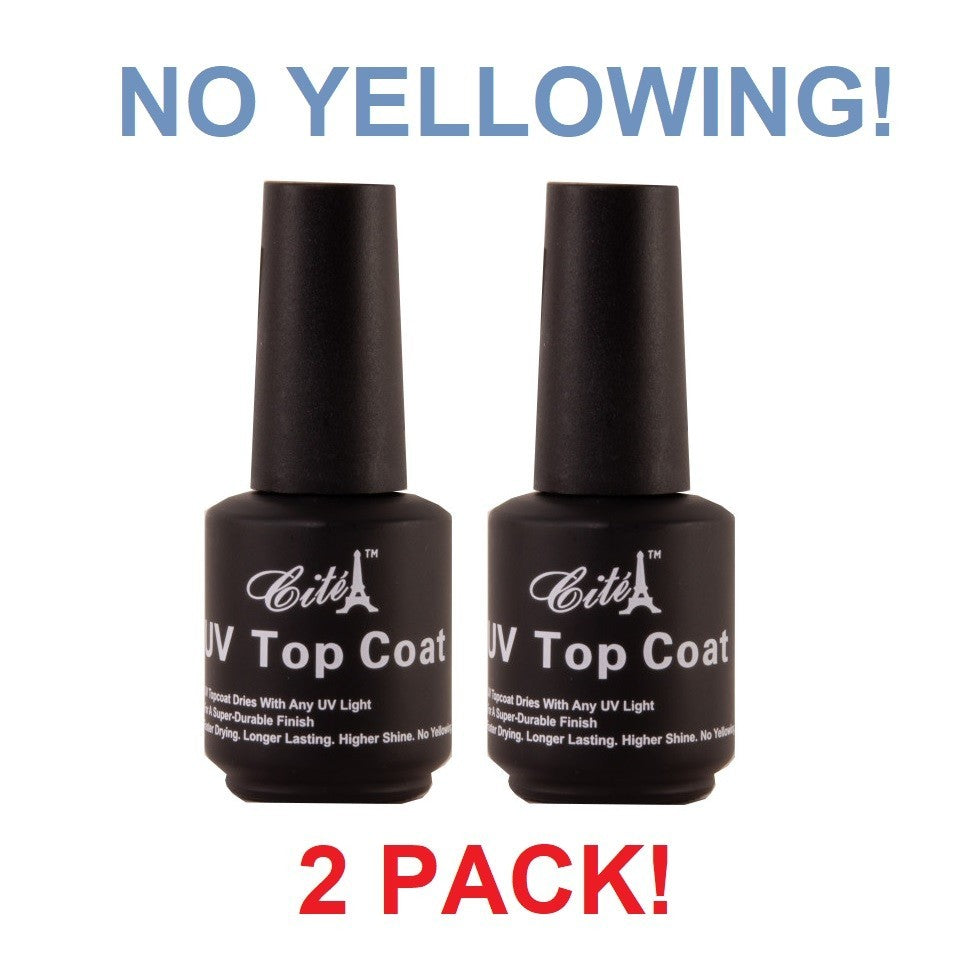 2 Pack Fast Drying UV Top Coat for Nails High Shine Acrylic Gel 0.5 oz