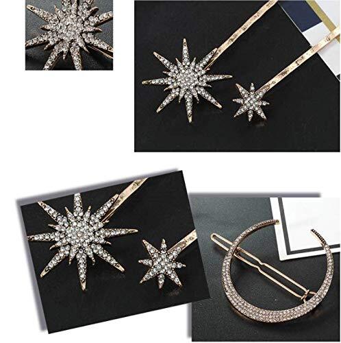 Moon & Star Crystal Hair Clips Set Women Girl Hair Accessories Jewelry