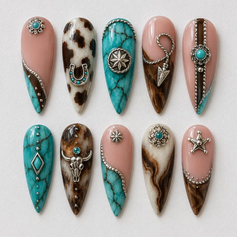 Custom Handmade Nail Art Charms with Leopard and Silver Accents