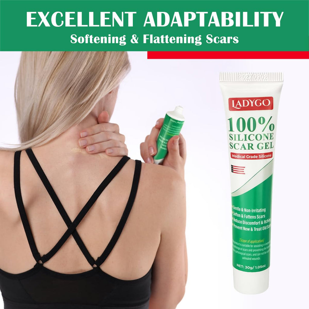Silicone Scar Gel for Old & New Scars, Stretch Marks & Skin Healing - 1oz