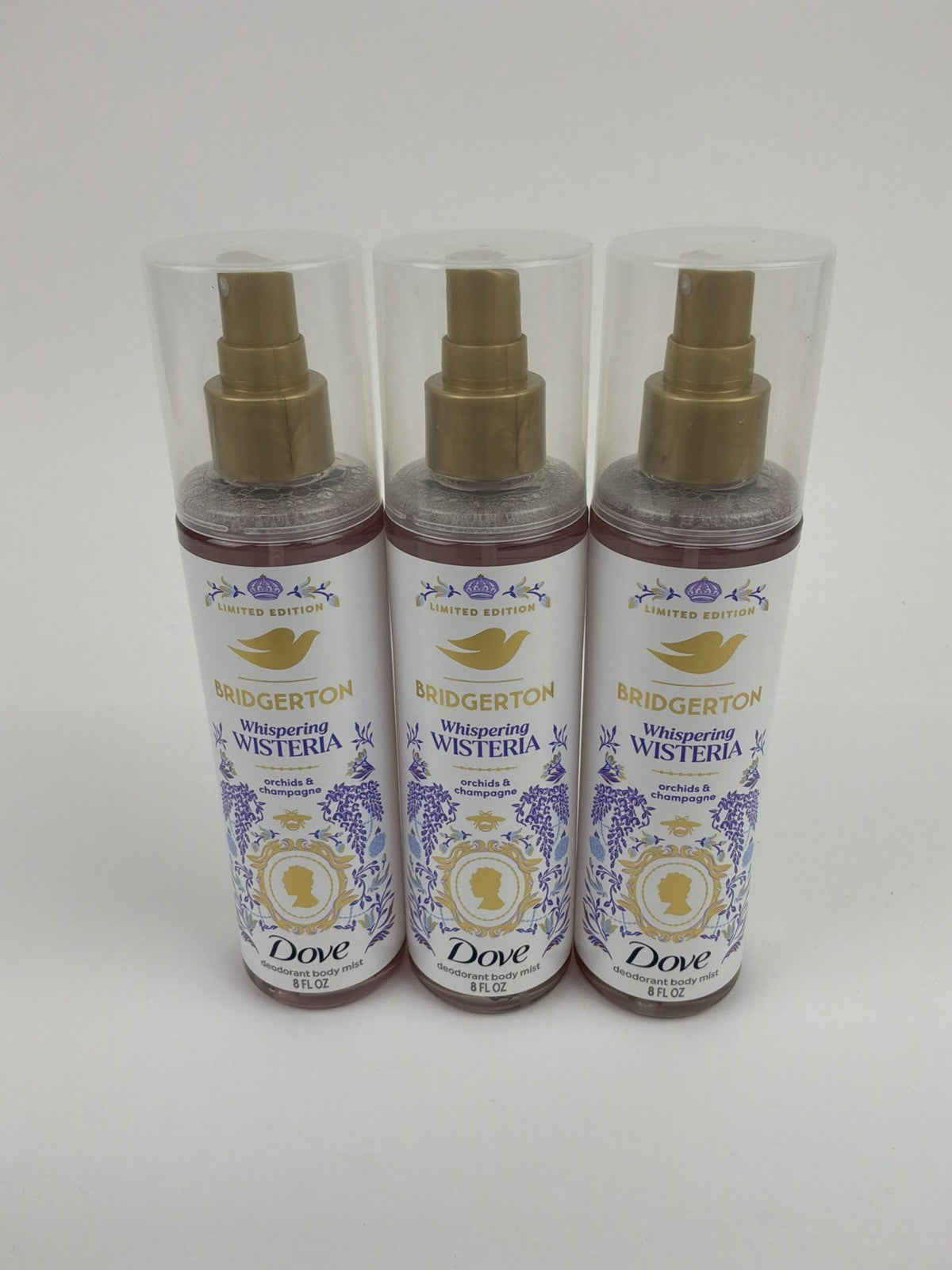 Dove Limited Edition Bridgerton Whispering Wisteria Body Mist 8oz - 3 Pack