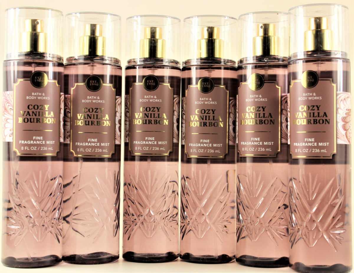 6 Pack Vanilla Bourbon Body Mist Spray 8oz - Warm Fragrance Set
