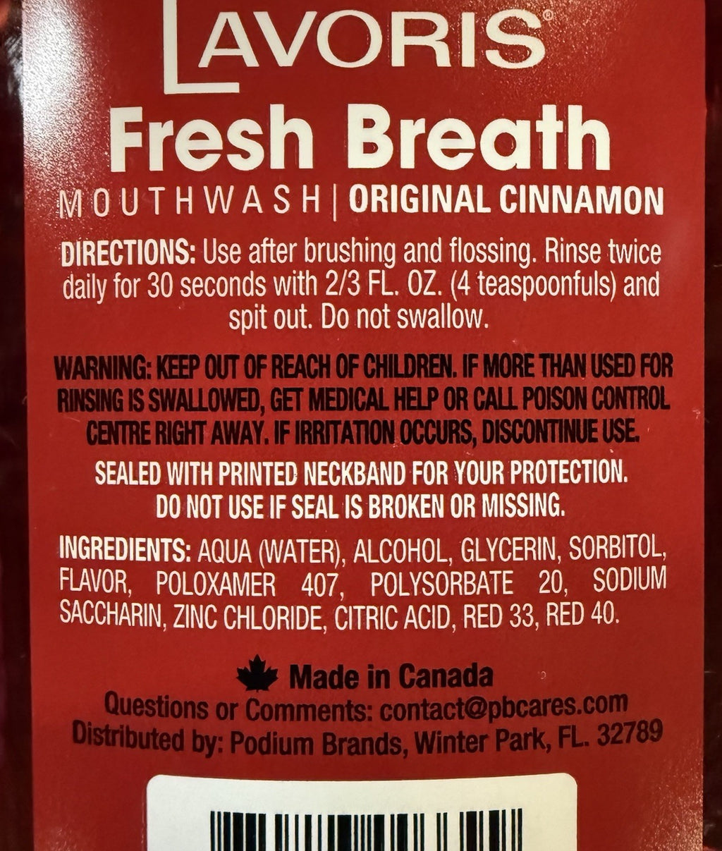 Fresh Breath Mouthwash Cinnamon Flavor 3 Bottles - Long Lasting & Clinically Proven
