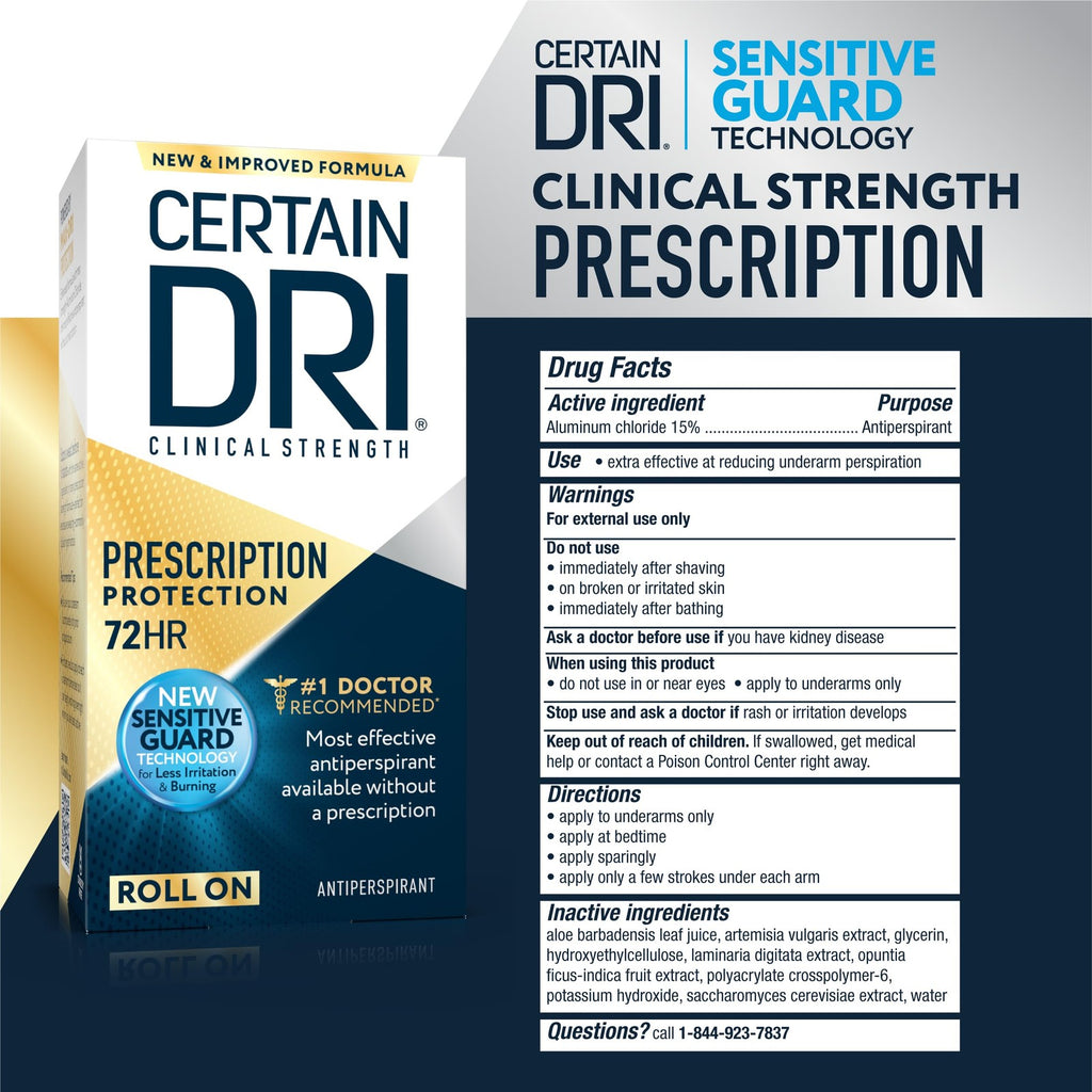 Clinical Strength Antiperspirant for Hyperhidrosis - Pack of 3, 1.2 oz