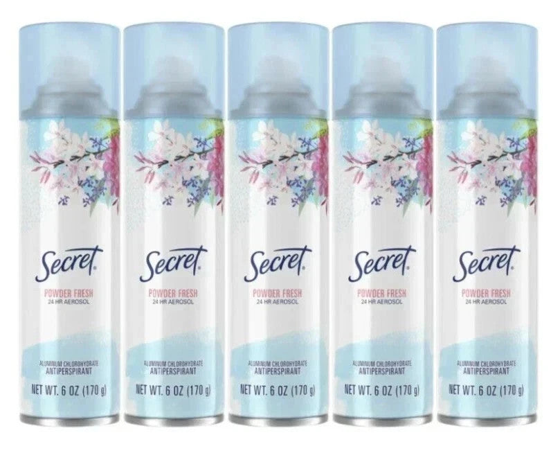 Secret Powder Fresh 24HR Antiperspirant Deodorant Spray - 6oz, 5 Cans