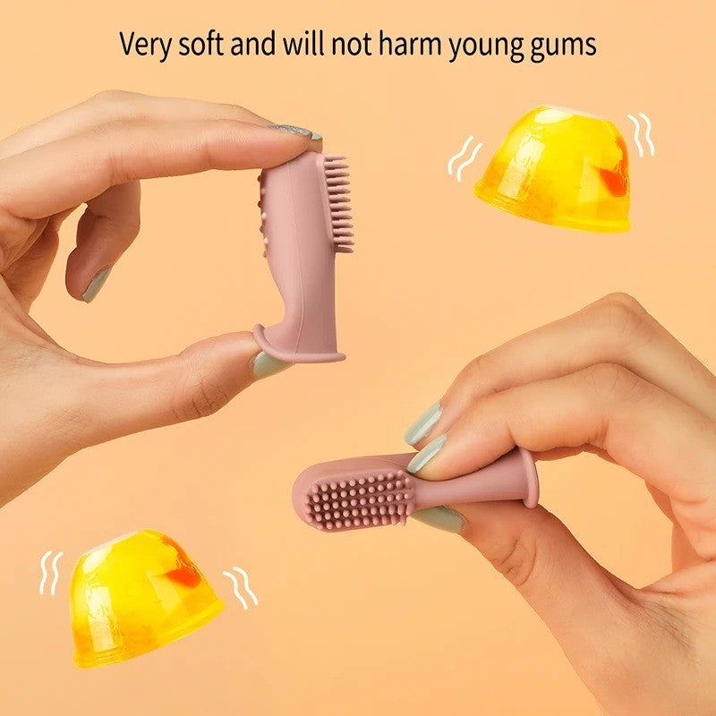 Baby Silicone Finger Toothbrush BPA Free Soft Infant Gum and Teeth Cleaner