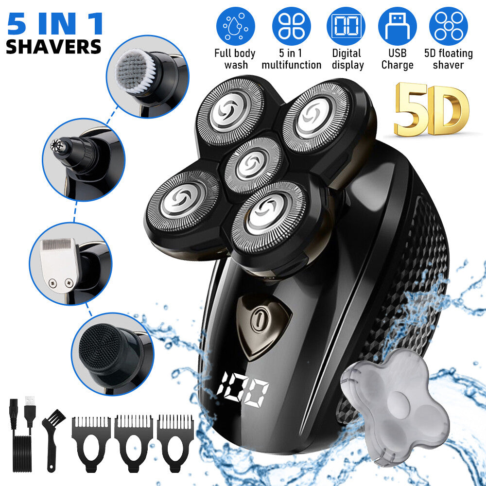Electric Head Shaver for Men Cordless Wet Dry Skull Razor with 5 Attachments