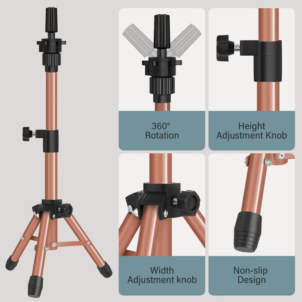 Adjustable Mannequin Head Tripod with Non-Slip Feet for Salon & Display