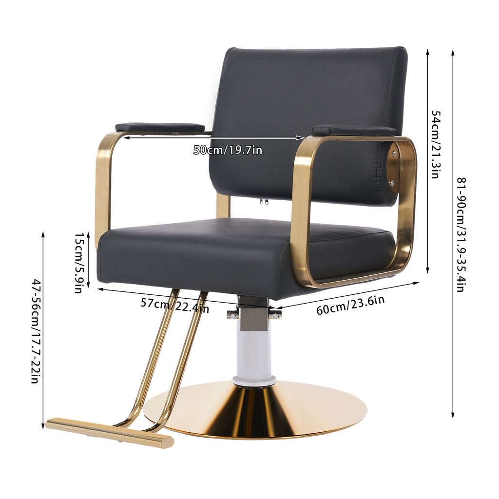 Hydraulic Barber Chair Adjustable Salon & Spa Styling Chair Black & Gold