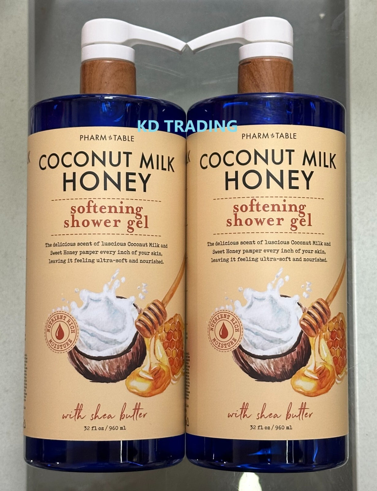 (2-Pack) Coconut Milk & Honey Shower Gel with Shea Butter - Ultra Softening Skin Nourishment