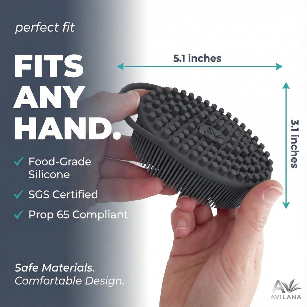 Silicone Body Scrubber Dual Sided Exfoliating Bath Brush - Quick Dry, Reusable