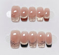 Reusable Handmade Cat Eye Polka Dot Fake Nails with Square Press-On Design