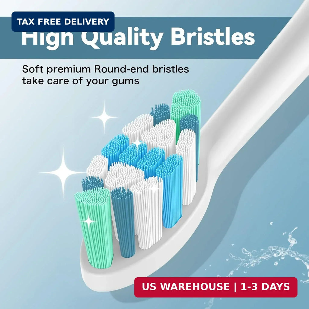 Electric Toothbrush Replacement Heads 8 Pack Soft Bristles Snap-On Compatible
