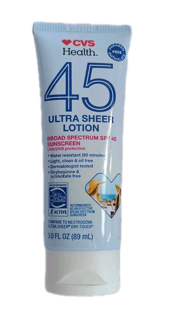 CVS Broad Spectrum SPF 45 Ultra Sheer Lotion Sunscreen Exp 01/28