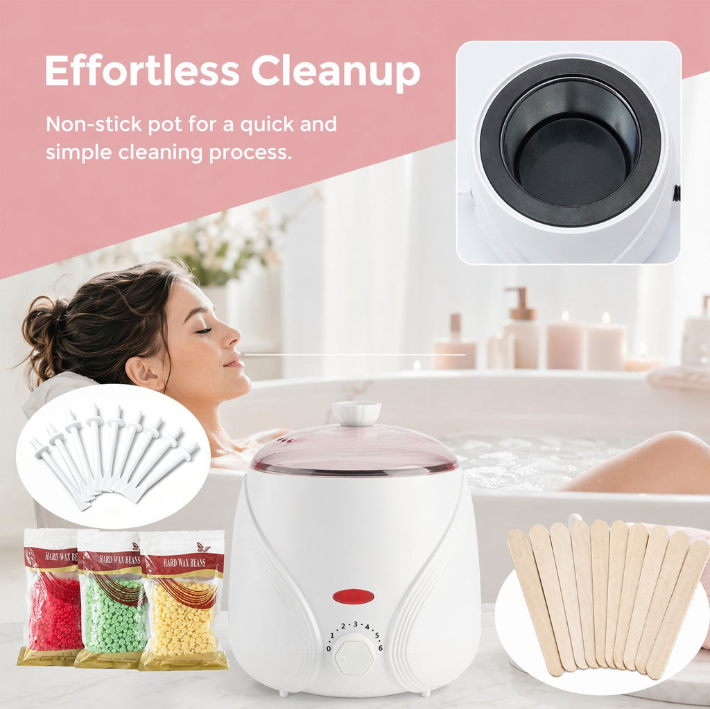 Electric Wax Heater Warmer Kit for Hair Removal with Adjustable Temperature and Wax Beans