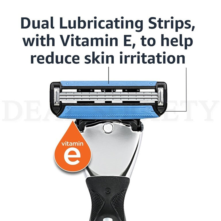Men's 3-Blade Razor Refills - Dual Lubrication, 24 Cartridges, Compare to Mach3