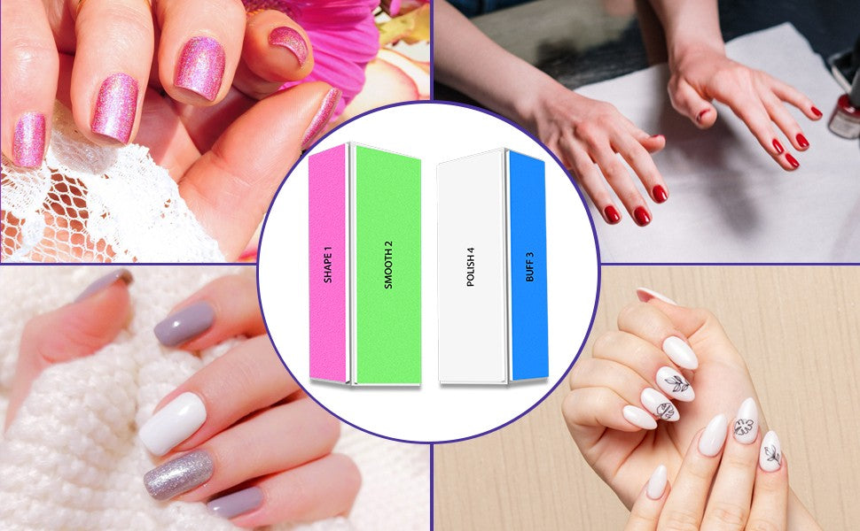 4-Way Nail Buffer Block Set - 2 Pcs for Shaping, Smoothing, Buffing & Polishing