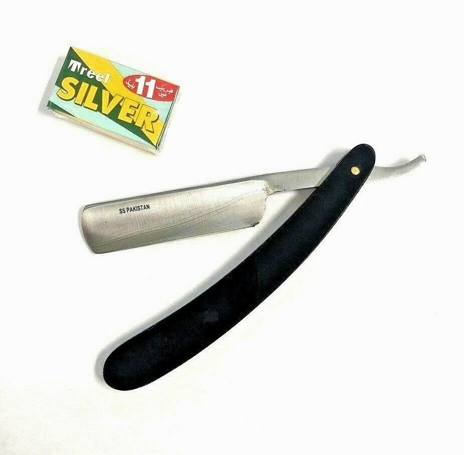 Barber Salon Straight Shaving Razor with 11 Derby Blades - Beard & Throat Cutthroat Shavette