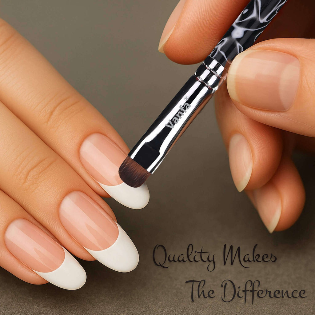 French Nail Brush Set with Black Handles - 2 Pack for Gel Cleanup