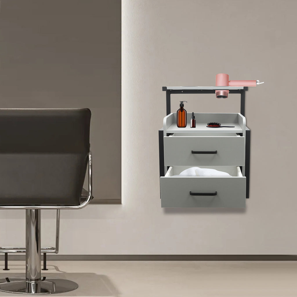 Wall Mounted Salon Storage Cabinet for Hair Salon Equipment - Black & Grey