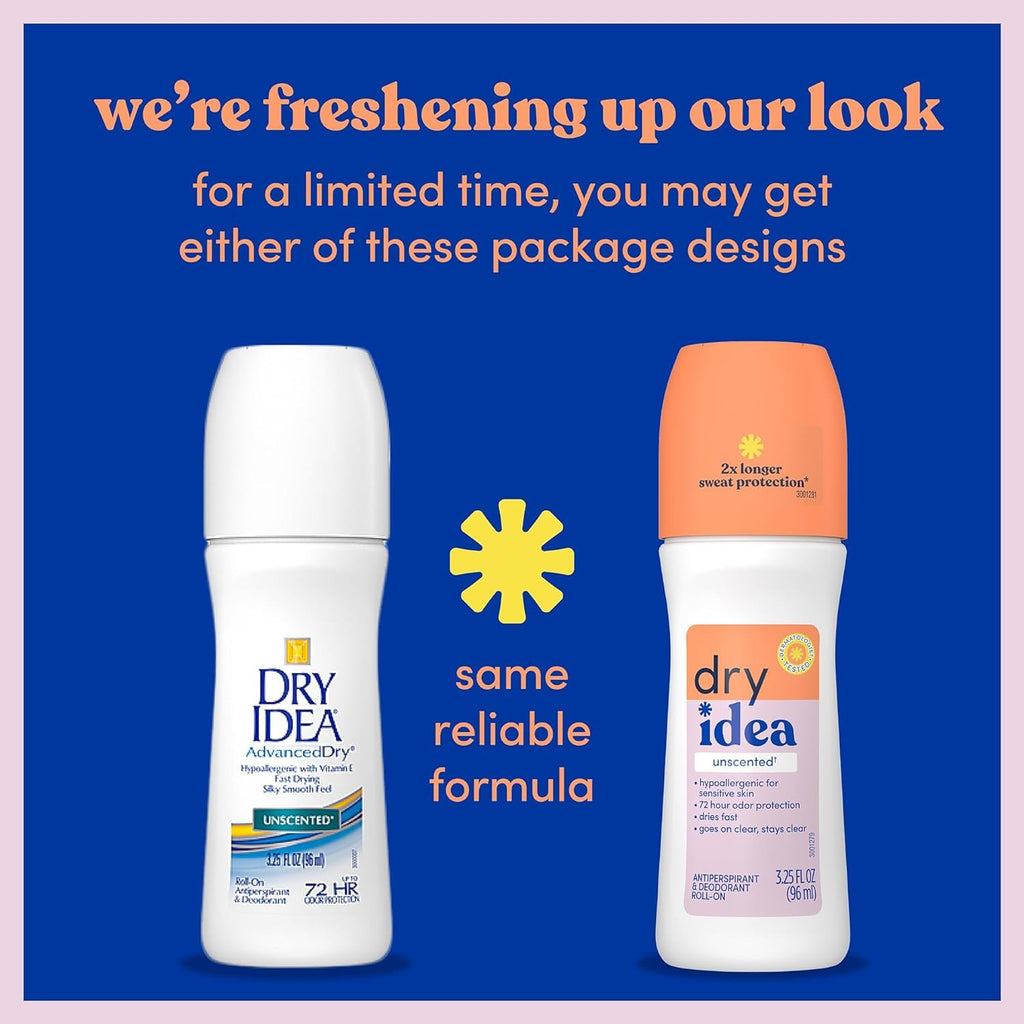 Unscented Roll-On Deodorant & Antiperspirant for Sensitive Skin - 72-Hour Protection