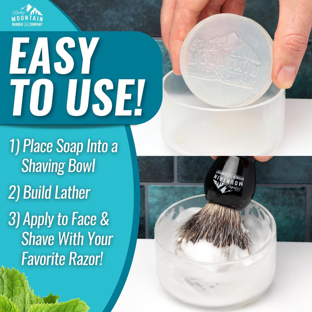 Men's Glycerin-Based Shave Soap Pucks 3 Pack - Traditional Wet Shaving
