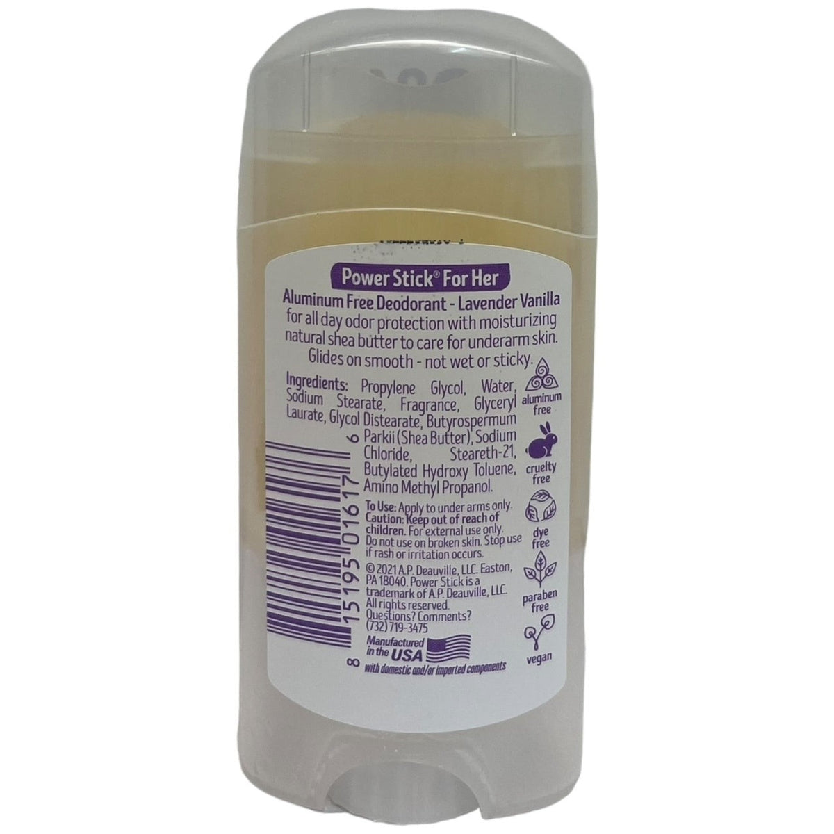 Aluminum-Free Lavender Vanilla Deodorant Stick for Women - 2.5oz Pack of 3