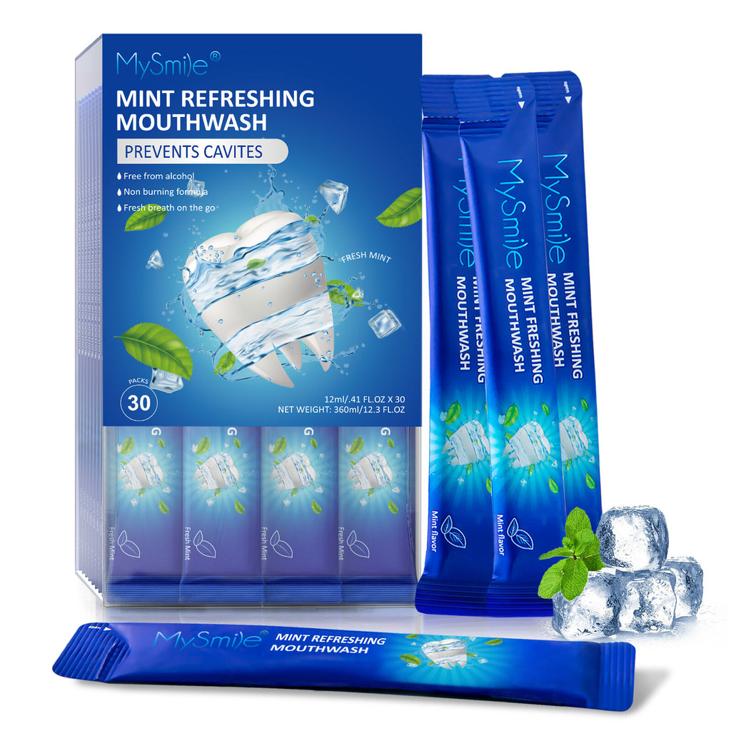 Alcohol-Free Mouthwash Packets for Bad Breath & Healthy Gums - 30 Individually Wrapped Shots
