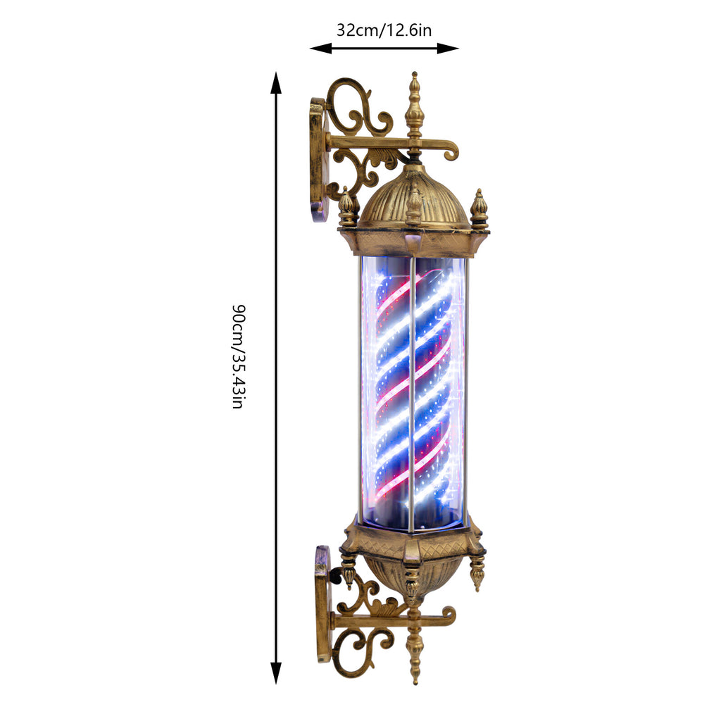 Vintage Barber Pole LED Light Rotating Sign Wall Mount for Hair Salons