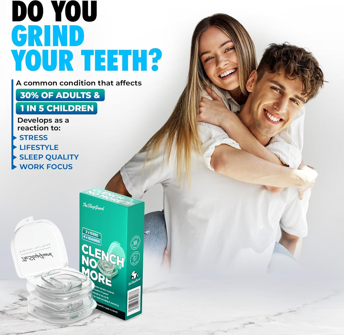 Night Mouth Guard for Teeth Grinding - Pack of 4, Small & Large Sizes